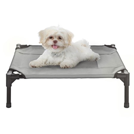 PET ADOBE Elevated Pet Bed, Portable Raised Cot-Style with Non-Slip Feet, 24.5"x 18.5"x 7" for Pets (Gray) 194304ISR
